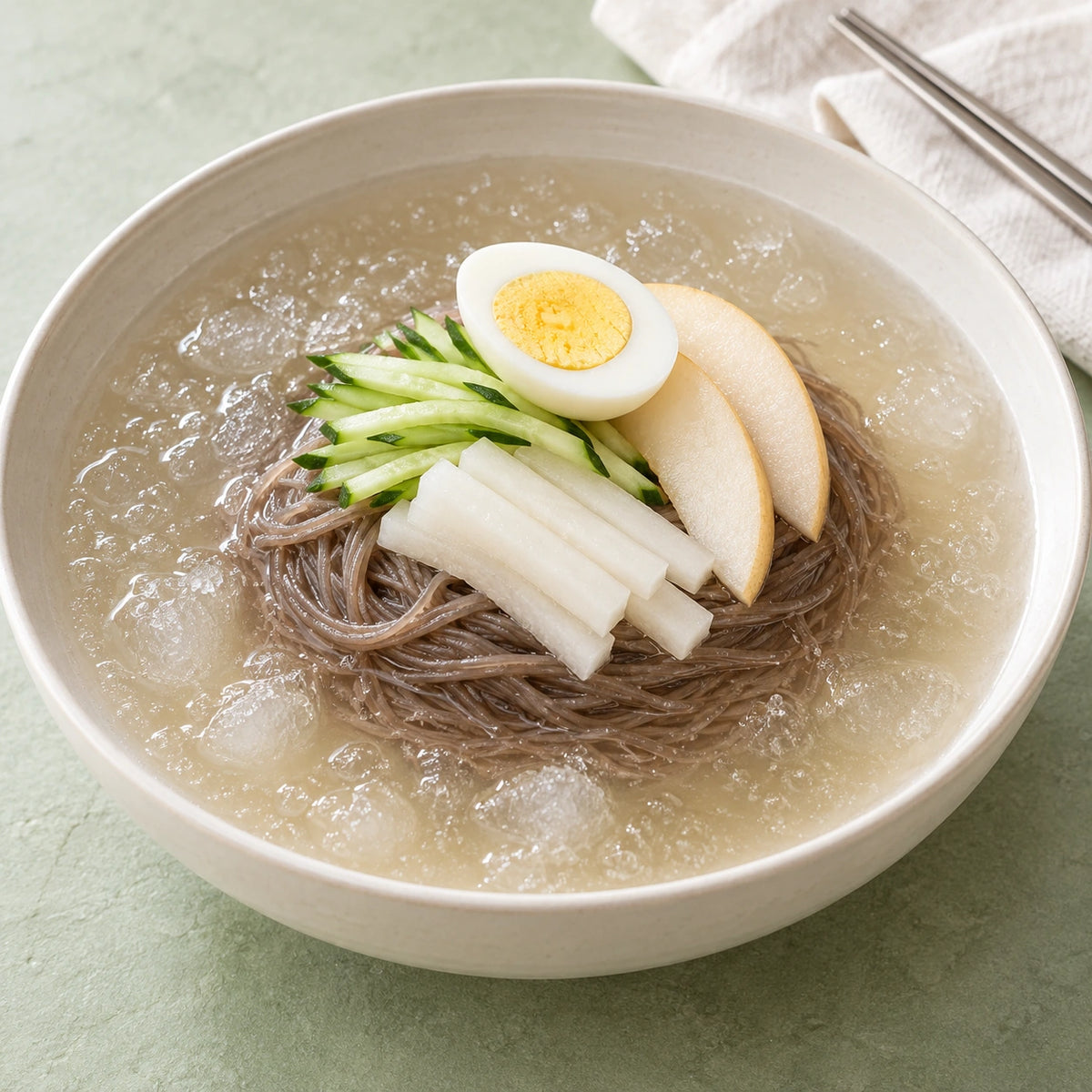 [해든나라] 냉면육수(동치미) 340ml · AI 조리·활용 연출 1